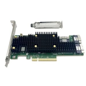Broadcom 9600-24i (6xNVMe U.2 (16GT/s на одну PCI-E линию) или 24x SAS4 24Gb/s/SATA3) (3x SFF8654 SlimSAS x8), Tri-Mode eHBA, PCIe v4.0 x8, чип SAS4024 IOC