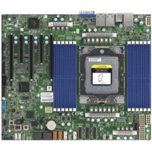 Материнская плата Supermicro H13SSL-N, 1xSP5 (LGA6096), ATX, AMD EPYC 9004/9005 (TDP-400W), 12xDDR5-4800MT/s (9004), 6000MT/s (9005) до 3Tb, 1x MCIO (PCIe 5.0 x8/8x SATA3), 2х MCIO (PCIe 5.0 x8) (6хSSD NVMe U.2), 2xM.2 PCI-E 4.0 x4 2280/22110, 3х PCIe 5.0 x16 (in x16 slot), 2х PCIe 5.0 x8, 2x1GbE (broadcom BCM5720), Aspeed AST2600 BMC, IPMI, VGA