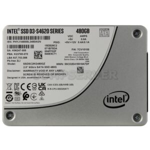 SSD 480GB Intel S4620 Enterprise SATA 6Gb/s, R550/W510 Mb/s, IOPS 85K/48K (DWPD 4.79) 4200 TBW, 7 mm