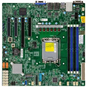 Материнская плата Supermicro X13SCL-F, microATX, LGA-1700, C262, 4xDDR5 (128Gb Мах) ECC Unbuffered DIMM, 8xSATA (RAID 0,1,5,10), 2xPCIe 4.0 x4 (in x8),1xPCIe 5.0 x8, 1xPCIe 5.0 x8 (in x16), 1xM.2 PCIe 4.0 x4 (22110), 2x1GbE intel I210, ASPEED AST2600 BMC, IPMI, 2xCOM, 1xVGA