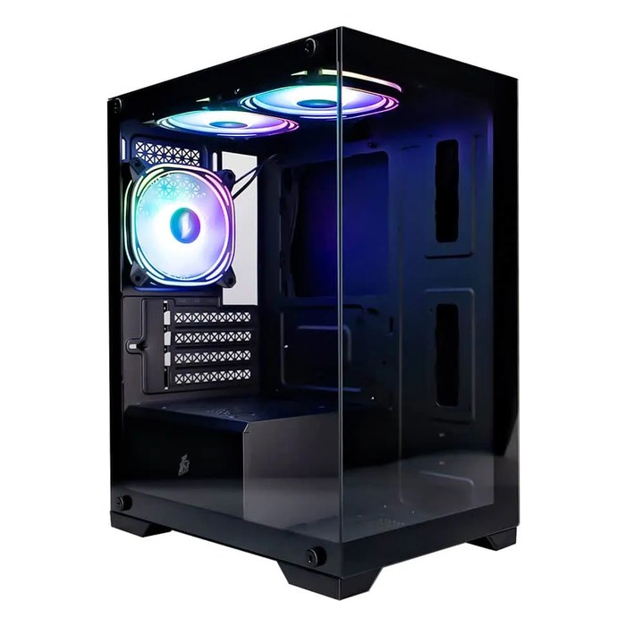 Корпус 1STPLAYER MIKU Mi2, Mini Tower, mATX/Mini-ITX, без БП, стекло, чёрный (Mi2-BK-3F1)