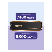 SSD 4TB ADATA LEGEND 960 MAX, NVMe M.2 2280 PCIe 4.0 x4 (R7400/W6800MB/s) (3120 TBW) (ALEG-960M-4TCS) — фото 3