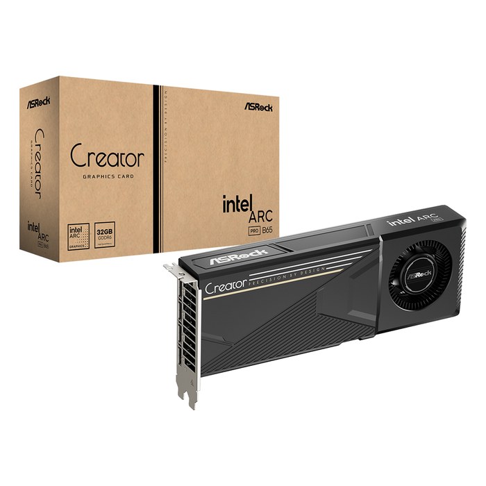 Видеокарта ASRock Intel Arc Pro B65 Creator 32GB GDDR6/256-bit, PCIe 5.0, 4xDP, 2 слота, 1x16-pin