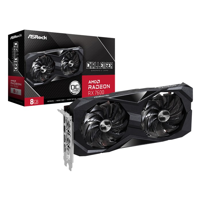 Видеокарта ASRock Radeon RX 7600 Challenger OC 8GB GDDR6/128-bit, PCIe 4.0 x8, 1xHDMI+3xDP, 2 слота, 1x8-pin (RX7600 CL 8GO)
