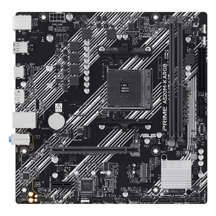 Материнская плата ASUS PRIME A520M-K ARGB, mATX, 1xAM4, AMD A520, 2xDDR4 (до 64GB), 1xM.2, 4xSATA3, 1xPCIe 3.0 x16, DP/HDMI, 1x1GbE (90MB1R00-M0EAY0)
