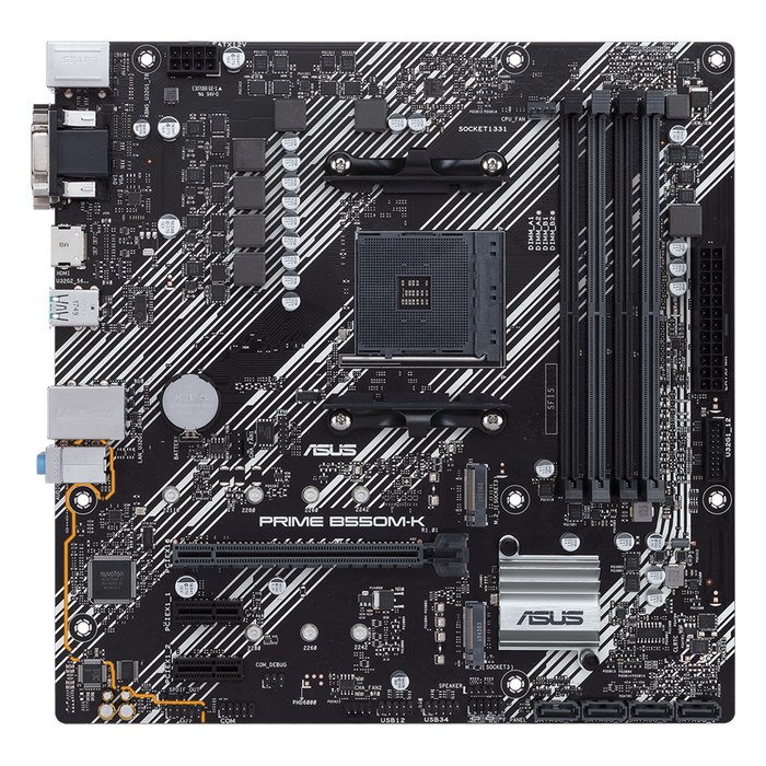 Материнская плата ASUS PRIME B550M-K, mATX, 1xAM4, AMD B550, 4xDDR4-4866MHz (до 128GB), 2xM.2, 4xSATA3, 1xPCIe 4.0 x16, VGA/DVI/HDMI, 1x1GbE (90MB14V0-M0EAY0)
