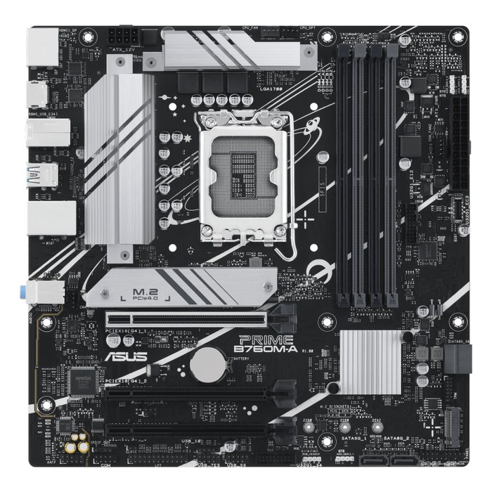 Материнская плата ASUS PRIME B760M-A-CSM, mATX, 1xLGA1700, Intel B760, 4xDDR5 (до 128GB), 2xM.2, 4xSATA3, 1xPCIe 4.0 x16, HDMI/DP, 1x2.5GbE (90MB1EK0-M1EAYC)