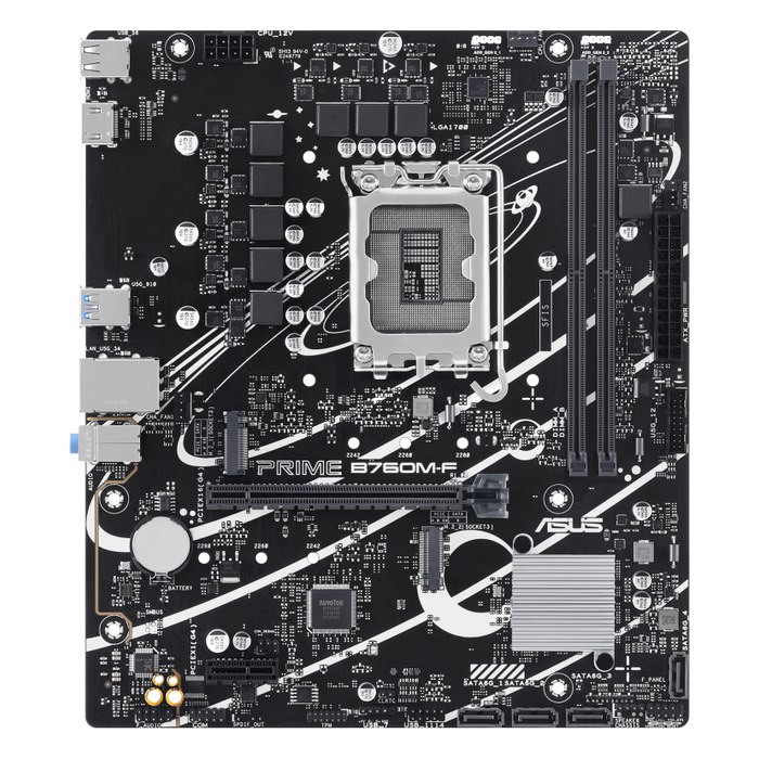 Материнская плата ASUS PRIME B760M-F, mATX, 1xLGA1700, Intel B760, 2xDDR5-8000MHz (до 96GB), 2xM.2, 4xSATA3, 1xPCIe 4.0 x16, HDMI, 1x1GbE