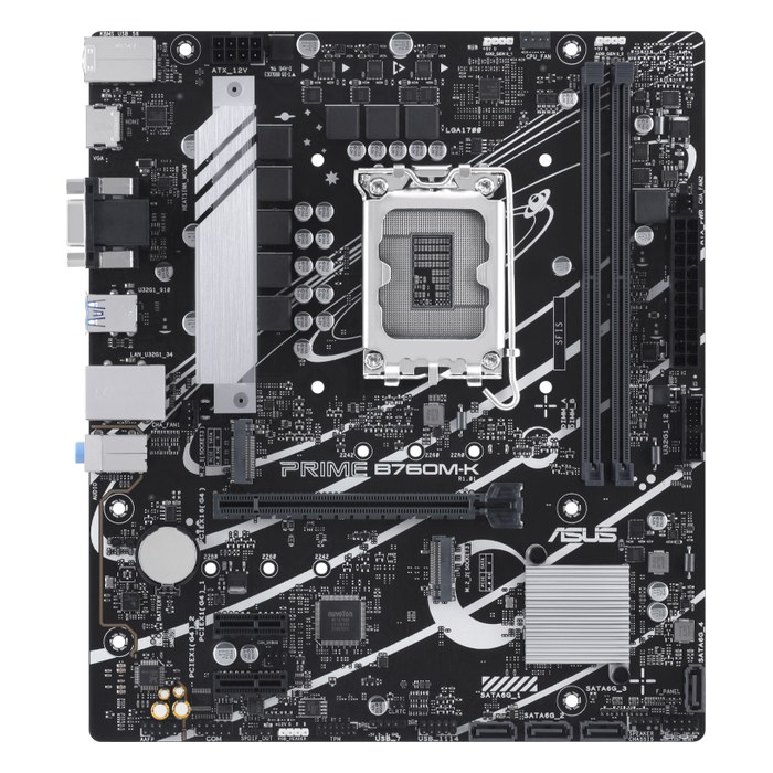 Материнская плата ASUS PRIME B760M-K, mATX, 1xLGA1700, Intel B760, 2xDDR5-8000MHz (до 96GB), 2xM.2, 4xSATA3, 1xPCIe 4.0 x16, HDMI/VGA, 1x2.5GbE (90MB1FI0-M1EAY0)