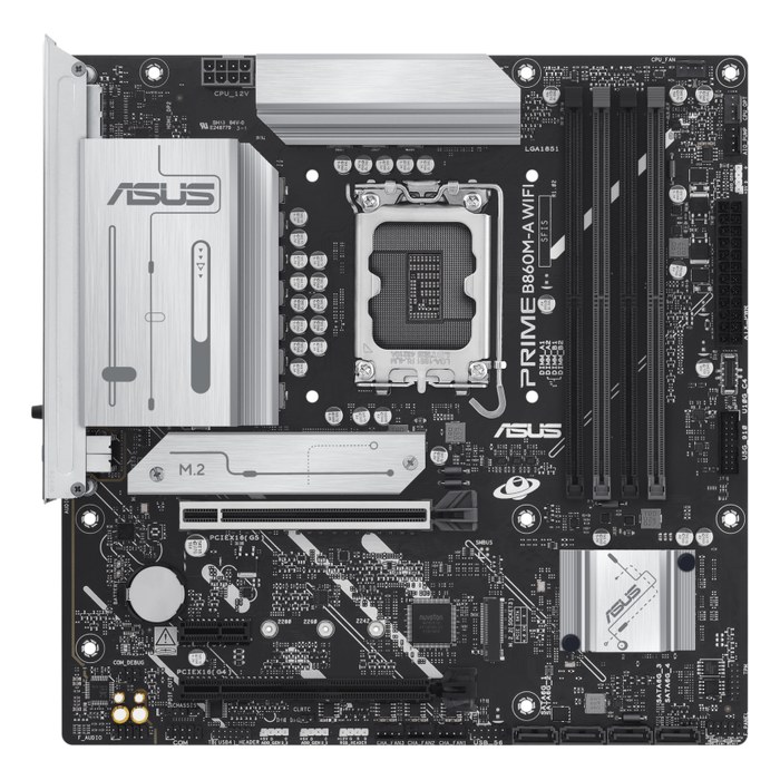 Материнская плата ASUS PRIME B860M-A WIFI, mATX, 1xLGA1851, Intel B860, 4xDDR5-8666MHz (до 256GB), 2xM.2, 4xSATA3, 1xPCIe 5.0 x16, DP/HDMI, 1x2.5GbE, Wi-Fi 6E (90MB1JY0-M0EAY0)