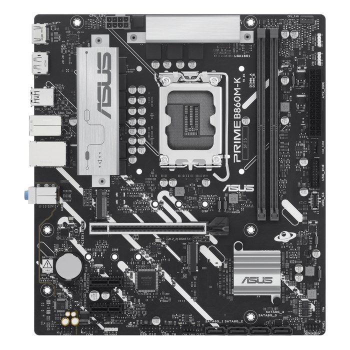 Материнская плата ASUS PRIME B860M-K, mATX, 1xLGA1851, Intel B860, 2xDDR5-8800MHz (до 128GB), 2xM.2, 4xSATA3, 1xPCIe 4.0 x16, DP/HDMI, 1x2.5GbE (90MB1JT0-M0EAY0)