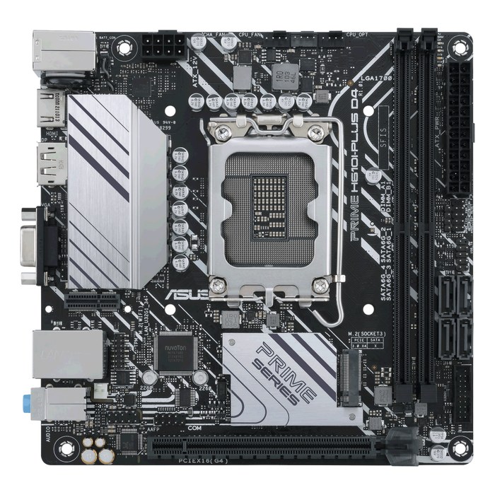 Материнская плата ASUS PRIME H610I-PLUS D4-CSM, Mini-ITX, 1xLGA1700, Intel H610, 2xDDR4-3200MHz (до 64GB), 1xM.2, 4xSATA3, 1xPCIe 4.0 x16, DP/HDMI/VGA, 1x1GbE