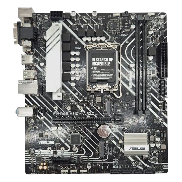 Материнская плата ASUS PRIME H610M-A R2.0, mATX, 1xLGA1700, Intel H610, 2xDDR5 (до 96GB), 2xM.2, 4xSATA3, 1xPCIe 4.0 x16, DP/HDMI/VGA, 1x1GbE (90MB1MJ0-M0EAY0)