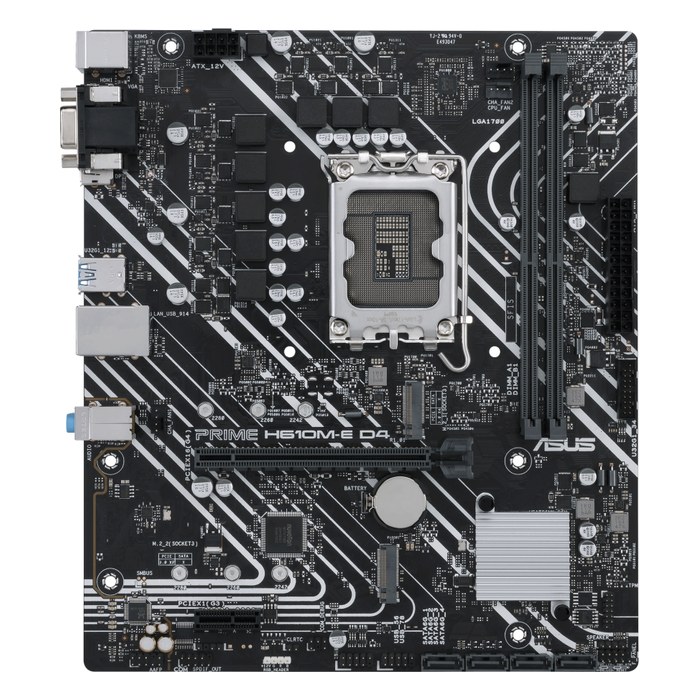 Материнская плата ASUS PRIME H610M-E D4-CSM, mATX, 1xLGA1700, Intel H610, 2xDDR4-3200MHz (до 64GB), 2xM.2, 4xSATA3, 1xPCIe 4.0 x16, DP/HDMI/VGA, 1x1GbE