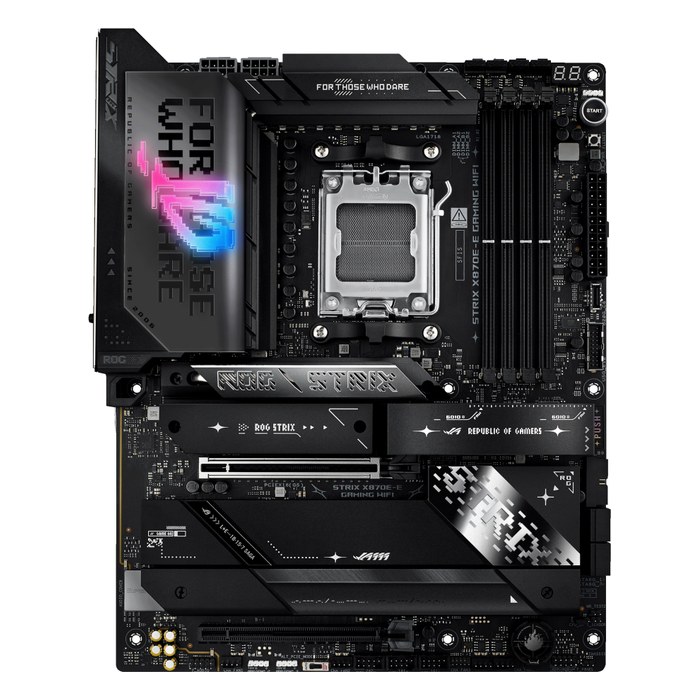 Материнская плата ASUS ROG STRIX X870E-E GAMING WIFI, ATX, 1xAM5, AMD X870E, 4xDDR5 (до 256GB), 5xM.2, 4xSATA3, 1xPCIe 5.0 x16, HDMI, 1x5GbE, Wi-Fi 7