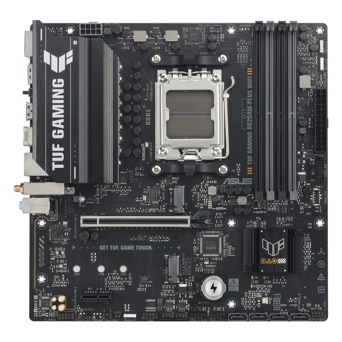 Материнская плата ASUS TUF GAMING A620AM-PLUS WIFI, mATX, 1xAM5, AMD A620A, 4xDDR5-7600MHz (до 256GB), 2xM.2, 4xSATA3, 1xPCIe 4.0 x16, DP/HDMI, 1x2.5GbE, Wi-Fi 6 (90MB1N30-M0EAY0)
