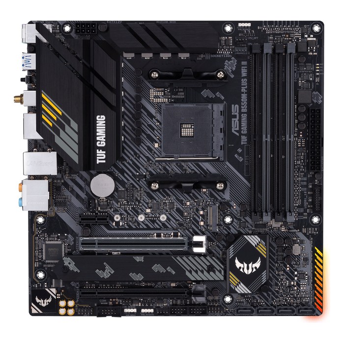 Материнская плата ASUS TUF GAMING B550M-PLUS WIFI II, mATX, 1xAM4, AMD B550, 4xDDR4 (до 128GB), 2xM.2, 4xSATA3, 1xPCIe 4.0 x16, DP/HDMI, 1x2.5GbE, Wi-Fi 6 (90MB19Y0-M0EAY0)