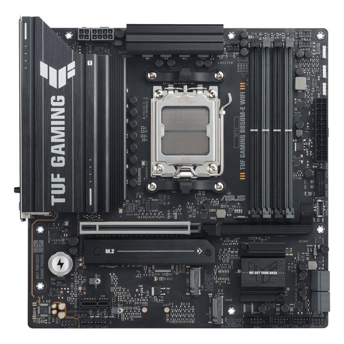 Материнская плата ASUS TUF GAMING B850M-E WIFI, mATX, 1xAM5, AMD B850, 4xDDR5 (до 256GB), 3xM.2, 4xSATA3, 1xPCIe 5.0 x16, DP/HDMI, 1x2.5GbE, Wi-Fi 6E (90MB1LS0-M0EAY0)
