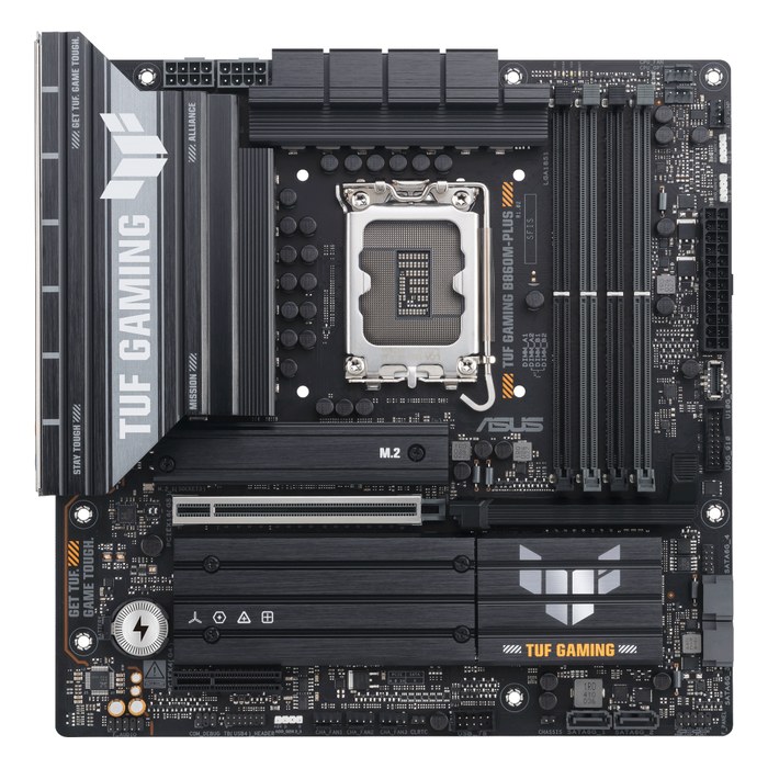 Материнская плата ASUS TUF GAMING B860M-PLUS, mATX, 1xLGA1851, Intel B860, 4xDDR5 (до 256GB), 3xM.2, 4xSATA3, 1xPCIe 5.0 x16, DP/HDMI, 1x2.5GbE (90MB1JW0-M0EAY0)