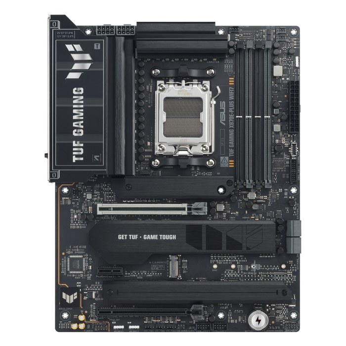 Материнская плата ASUS TUF GAMING X870E-PLUS WIFI7, ATX, 1xAM5, AMD X870E, 4xDDR5-8000MHz (до 256GB), 4xM.2, 4xSATA3, 1xPCIe 5.0 x16, HDMI/DP, 1x2.5GbE, Wi-Fi 7 (90MB1M70-M0EAY0)