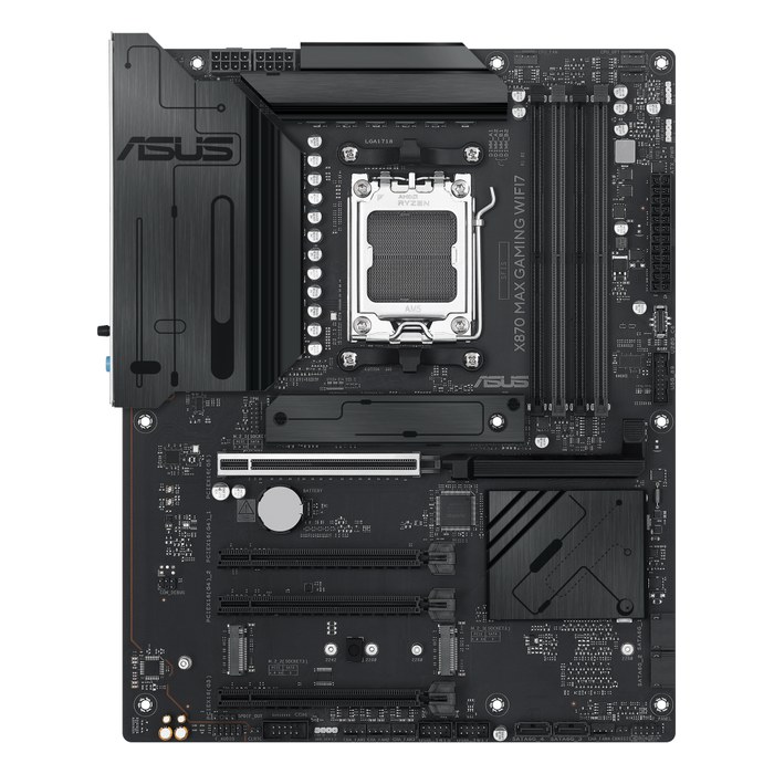 Материнская плата ASUS X870 MAX GAMING WIFI7, ATX, 1xAM5, AMD X870, 4xDDR5-8000MHz (до 256GB), 3xM.2, 4xSATA3, 1xPCIe 5.0 x16, HDMI/DP, 1x2.5GbE, Wi-Fi 7