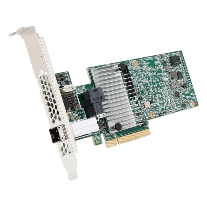 RAID-контроллер Broadcom 9380-4i4e, 4 внутр. (1× SFF-8643), 4 внеш. (1× SFF-8644), SAS/SATA 12 Гбит/с, RAID 0,1,5,6,10,50,60, кэш 1 ГБ, PCIe 3.0 x8, LP (05-25190-02)