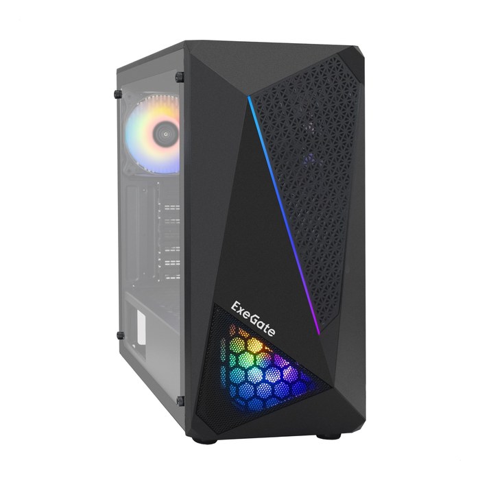Корпус ExeGate EVO-8225, Midi Tower, ATX/mATX/Mini-ITX, без БП, стекло, чёрный (EX292858RUS)