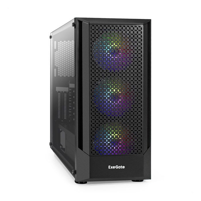 Корпус ExeGate EVO-8227, Midi Tower, ATX/mATX/Mini-ITX, без БП, стекло, чёрный (EX295765RUS)