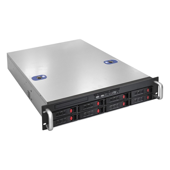 Корпус ExeGate Pro 2U550-HS08, Rack 2U, ATX/mATX/Mini-ITX, 8× hot-swap 3,5", бэкплейн 8× SATA 7-pin, 7 слотов LP, глубина 550 мм, без БП (EX281232RUS)