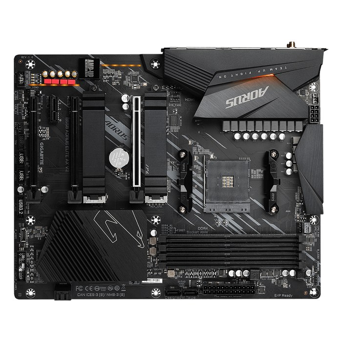 Материнская плата Gigabyte B550 AORUS ELITE AX V2 (rev. 1.0), ATX, 1xAM4, AMD B550, 4xDDR4 (до 128GB), 2xM.2, 4xSATA3, 1xPCIe 4.0 x16, HDMI/DP, 1x2.5GbE, Wi-Fi 6