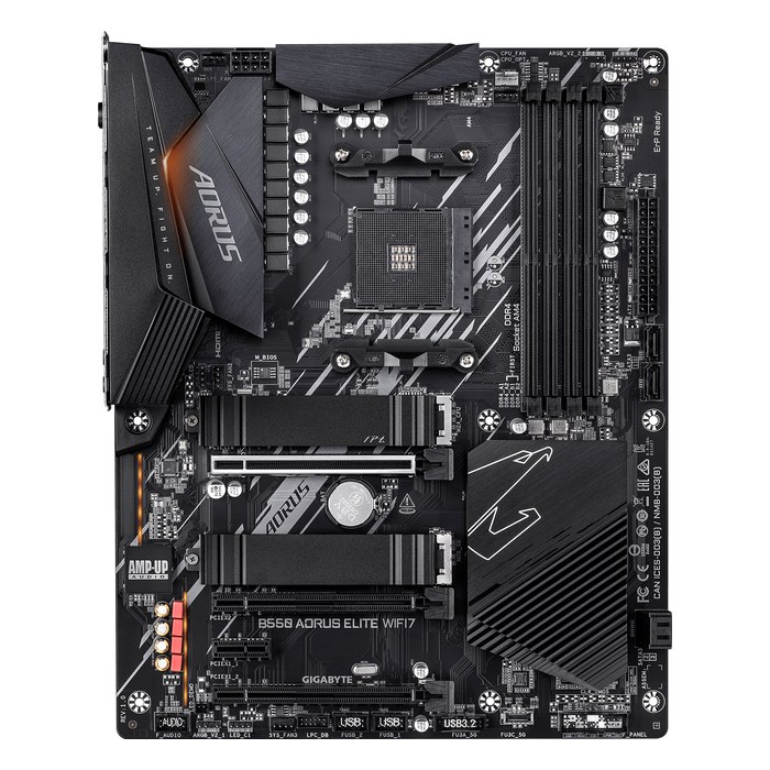 Материнская плата Gigabyte B550 AORUS ELITE WIFI7, ATX, 1xAM4, AMD B550, 4xDDR4 (до 128GB), 2xM.2, 4xSATA3, 1xPCIe 4.0 x16, HDMI/DP, 1x2.5GbE, Wi-Fi 7
