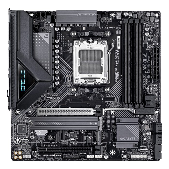 Материнская плата Gigabyte B850M EAGLE WIFI6E (rev. 1.0), mATX, 1xAM5, AMD B850, 4xDDR5-8200MHz (до 256GB), 2xM.2, 4xSATA3, 1xPCIe 5.0 x16, HDMI/DP, 1x2.5GbE, Wi-Fi 6E