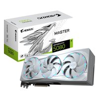 Видеокарта Gigabyte AORUS GeForce RTX 5080 MASTER ICE 16GB GDDR7/256-bit, PCIe 5.0, 1xHDMI+3xDP, 4 слота, 1x16-pin (GV-N5080AORUSM ICE-16GD) — фото 1