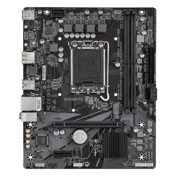 Материнская плата Gigabyte H610M K V2 (rev. 1.0), mATX, 1xLGA1700, Intel H610, 2xDDR5-5600MHz (до 128GB), 1xM.2, 2xSATA3, 1xPCIe 4.0 x16, HDMI/DP, 1x1GbE