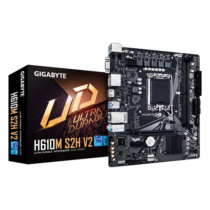Материнская плата Gigabyte H610M S2H V2 (rev. 1.0), mATX, 1xLGA1700, Intel H610, 2xDDR5 (до 128GB), 1xM.2, 4xSATA3, 1xPCIe 4.0 x16, HDMI/DP/VGA, 1x1GbE