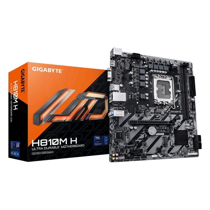 Материнская плата Gigabyte H810M H, mATX, 1xLGA1851, Intel H810, 2xDDR5 (до 128GB), 1xM.2, 4xSATA3, 1xPCIe 4.0 x16, HDMI/VGA, 1x1GbE