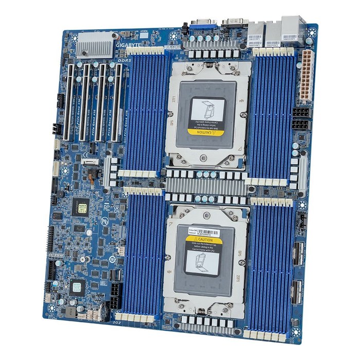 Материнская плата Gigabyte MZ73-LM1 (rev. 3.x), E-ATX, 2xSP5, 24xDDR5-6400MHz, 1xM.2, 20xSATA3, 4xPCIe 4.0 x16, VGA, 2x10GbE+1x1GbE, IPMI