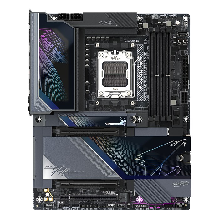 Материнская плата Gigabyte X870E AORUS MASTER X3D, ATX, 1xAM5, AMD X870E, 4xDDR5 (до 256GB), 5xM.2, 2xSATA3, 1xPCIe 5.0 x16, HDMI, 1x10GbE+1x5GbE, Wi-Fi 7