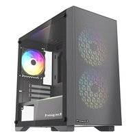 Корпус HSPD M334-TGBK-ARGB, Mini Tower, mATX/Mini-ITX, без БП, стекло, чёрный — фото 1