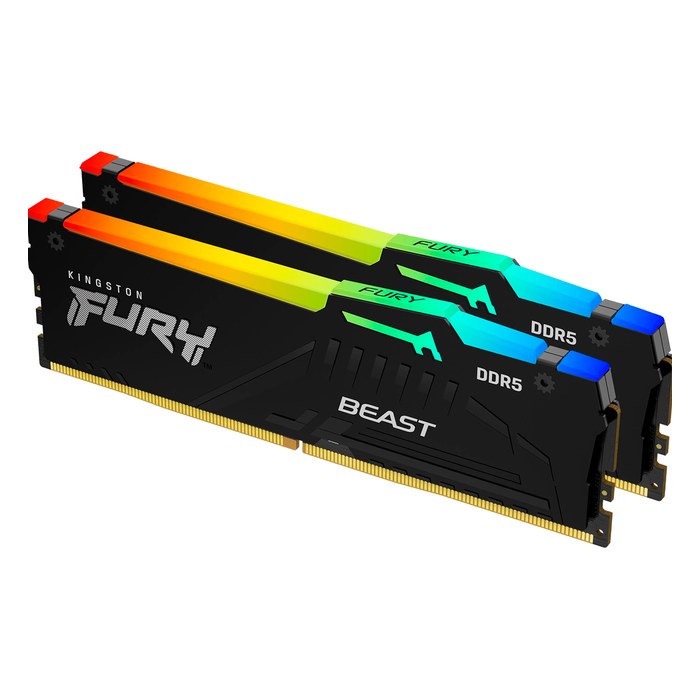 Комплект памяти 2x16GB 5200MHz DDR5 non-ECC DIMM Unbuffered, Kingston FURY Beast Black RGB XMP (KF552C40BBAK2-32)