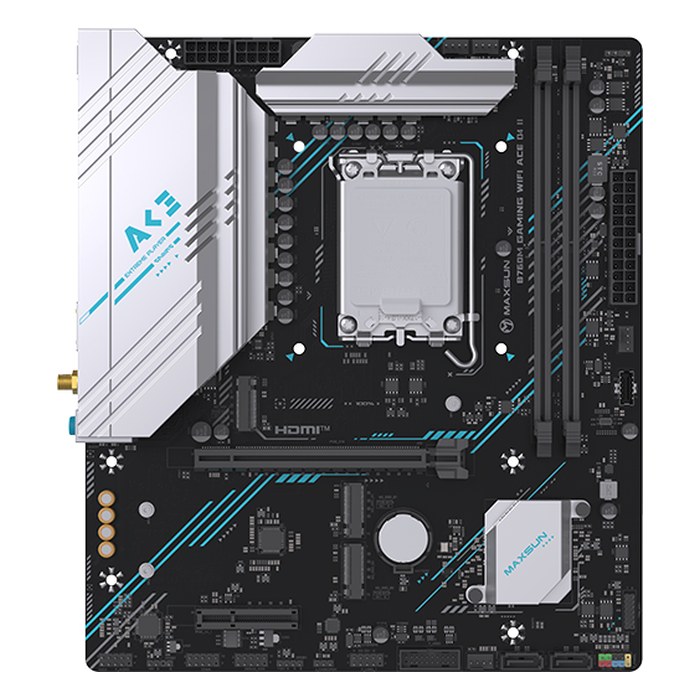 Материнская плата Maxsun MS-B760M GAMING WIFI ACE D4 II, mATX, 1xLGA1700, Intel B760, 2xDDR4, 3xM.2, 2xSATA3, 1xPCIe 5.0 x16, HDMI/DP, Wi-Fi 6