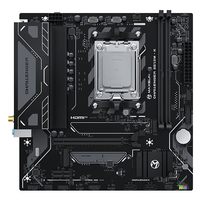 Материнская плата Maxsun MS-Challenger B850M-K WIFI, mATX, 1xAM5, AMD B850, 2xDDR5 (до 96GB), 1xM.2, 2xSATA3, 1xPCIe 5.0 x16, HDMI, 1x1GbE, Wi-Fi 6