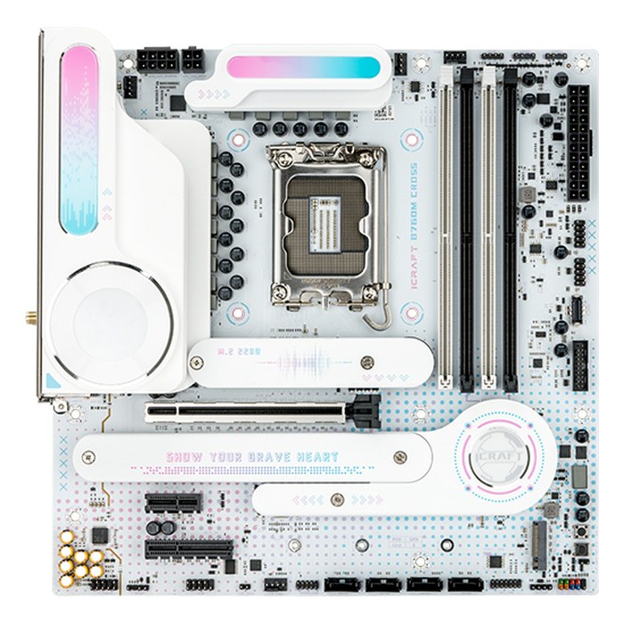 Maxsun 6940709660416 — Материнская плата MS-iCraft B760M CROSS, mATX, 1xLGA1700, Intel B760, 4xDDR5 (до 192GB), 3xM.2, 4xSATA3, 1xPCIe 5.0 x16, DP/HDMI, 1x2.5GbE, Wi-Fi 6E