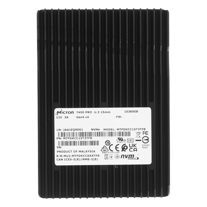 SSD 15TB Micron 7450 PRO, NVMe U.3 PCIe 4.0 x4 (R6800/W5600MB/s) (28000 TBW) (MTFDKCC15T3TFR-1BC15ABDB)