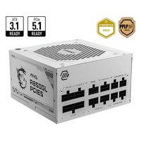 Блок питания MSI MAG A850GL PCIE5 WHITE 850W, ATX 3.1, 80 PLUS Gold, модульный, 1x12V-2x6, 4xPCIe 6+2 (306-7ZP8A24-CE0) — фото 1