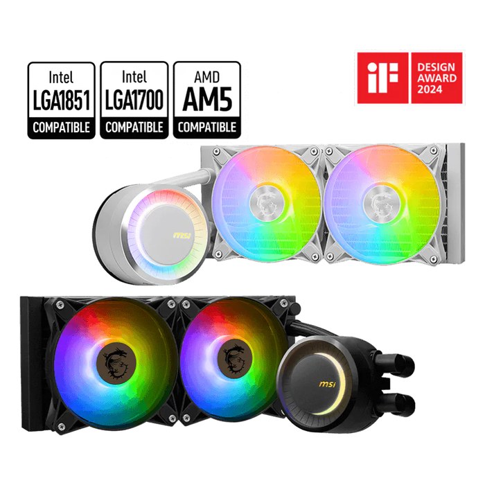 Система жидкостного охлаждения MSI MAG CORELIQUID E240 WHITE, радиатор 240 мм, LGA1851/1700/1200/115x, AM5/AM4