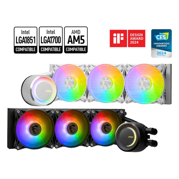 Система жидкостного охлаждения MSI MAG CORELIQUID E360 WHITE, радиатор 360 мм, LGA1851/1700/1200/115x, AM5/AM4, TR4, sTRX4 (306-7ZW6E27-C24)