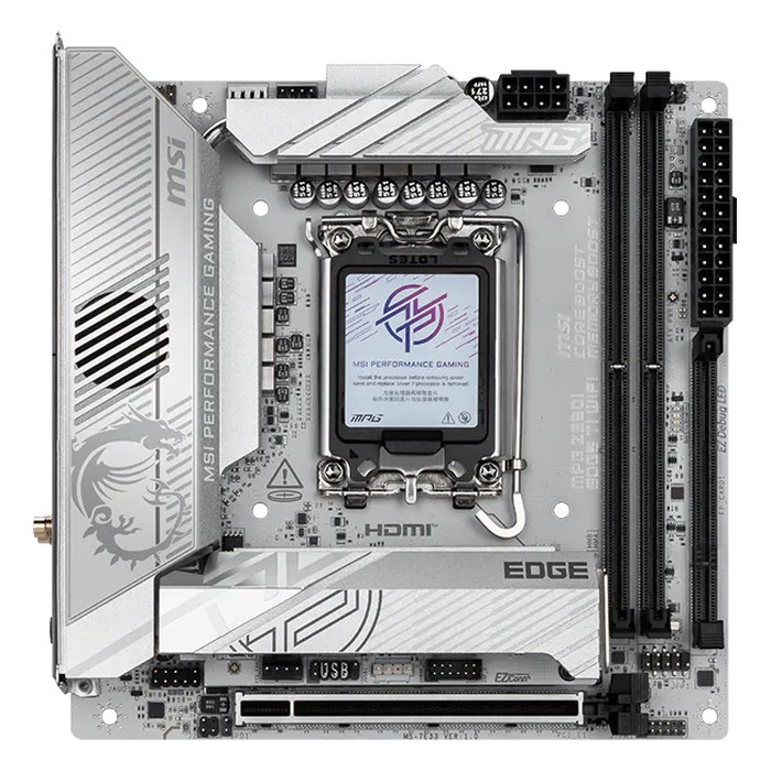 Материнская плата MSI MPG Z890I EDGE TI WIFI, Mini-ITX, 1xLGA1851, Intel Z890, 2xDDR5 (до 128GB), 3xM.2, 2xSATA3, 1xPCIe 5.0 x16, HDMI/DP, 1x5GbE, Wi-Fi 7