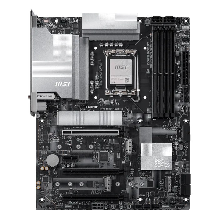 Материнская плата MSI PRO Z890-P WIFI6E, ATX, 1xLGA1851, Intel Z890, 4xDDR5 (до 256GB), 4xM.2, 4xSATA3, 1xPCIe 5.0 x16, HDMI/DP, 1x5GbE, Wi-Fi 6E