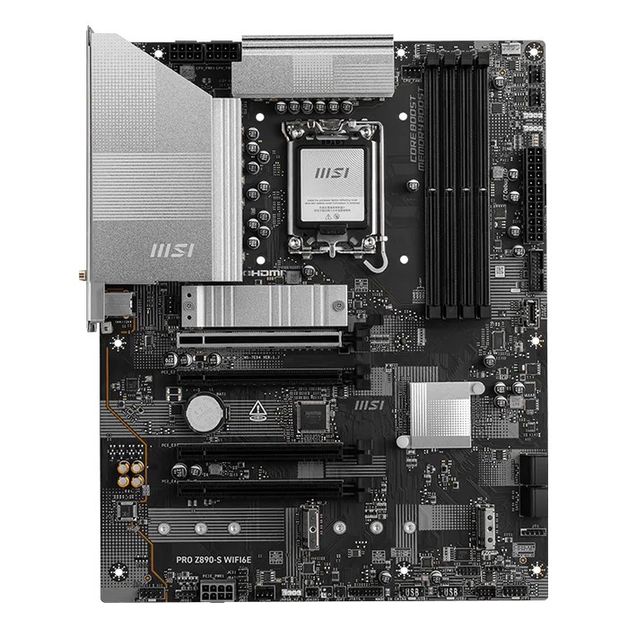 Материнская плата MSI PRO Z890-S WIFI6E, ATX, 1xLGA1851, Intel Z890, 4xDDR5 (до 256GB), 3xM.2, 4xSATA3, 1xPCIe 5.0 x16, HDMI/DP, 1x2.5GbE, Wi-Fi 6E
